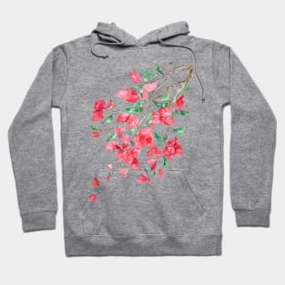 Reddish Pink Bougainvillea flower watercolor 2020 Hoodie